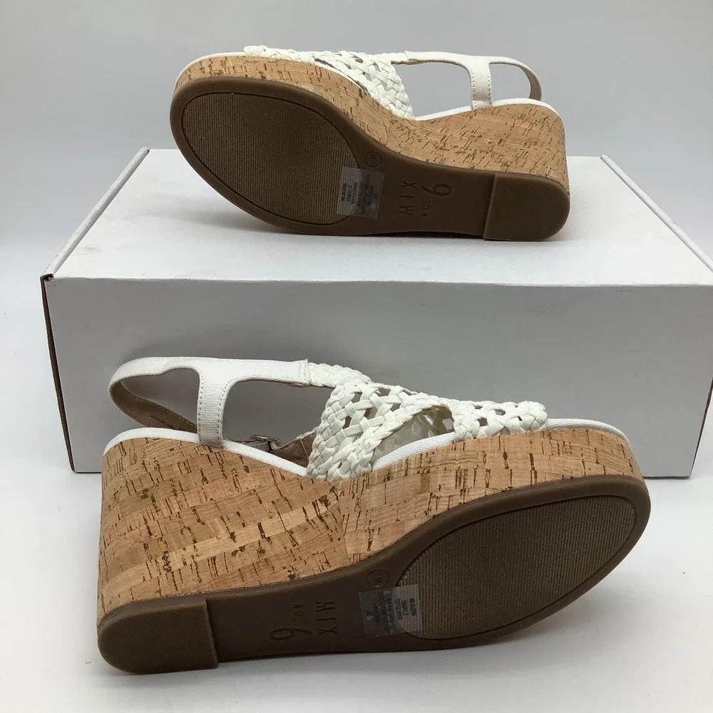 Mix‎ No 6 Jaleena Womens White Woven Wedge Platform Sandals Size 10 New